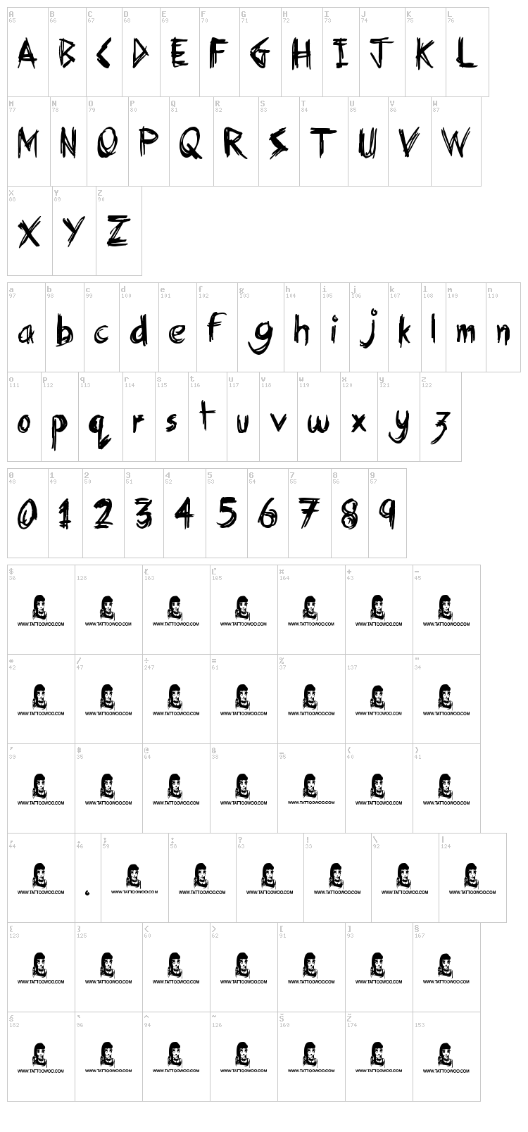 Holiday Blues font map